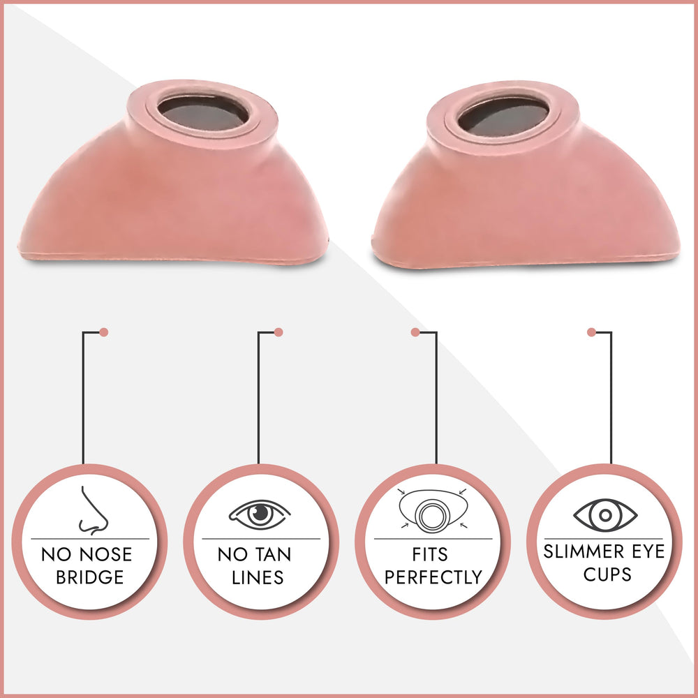 Super Sunnies UV protection eyewear Peach guards eyes from intense UV rays during light therapies.