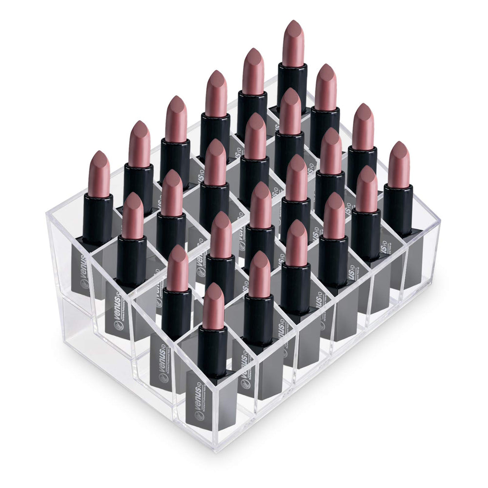 Super Z Outlet 24-compartment design neatly separates lipsticks and brushes.