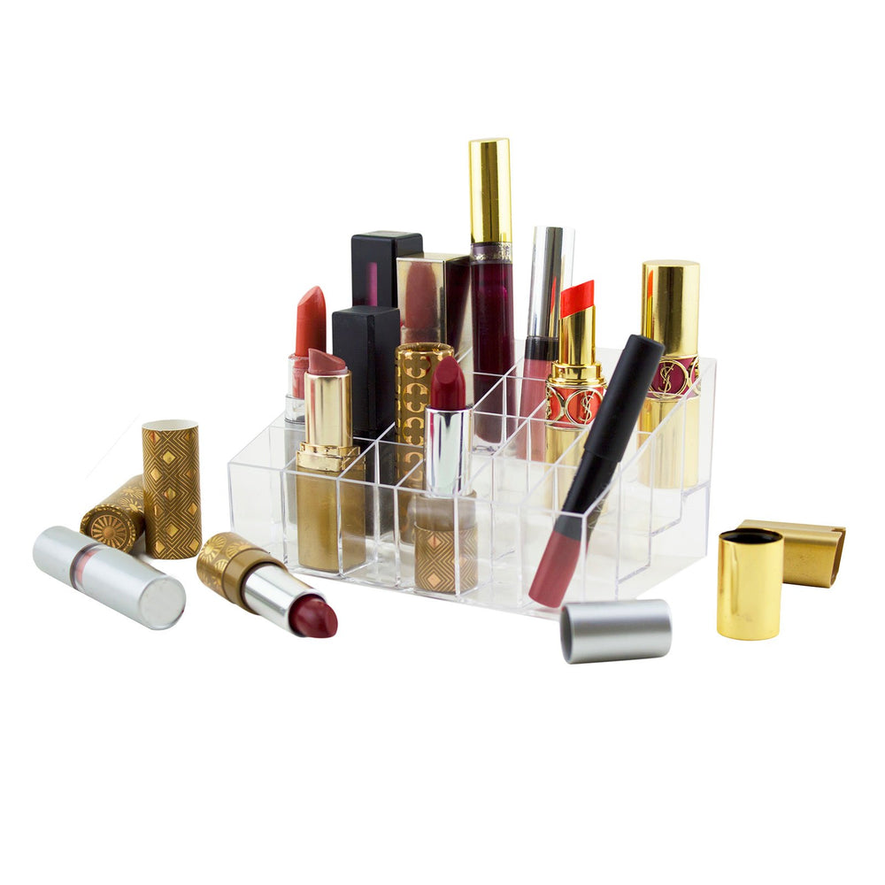 Super Z Outlet clear makeup case serves as a brush holder for easy access.