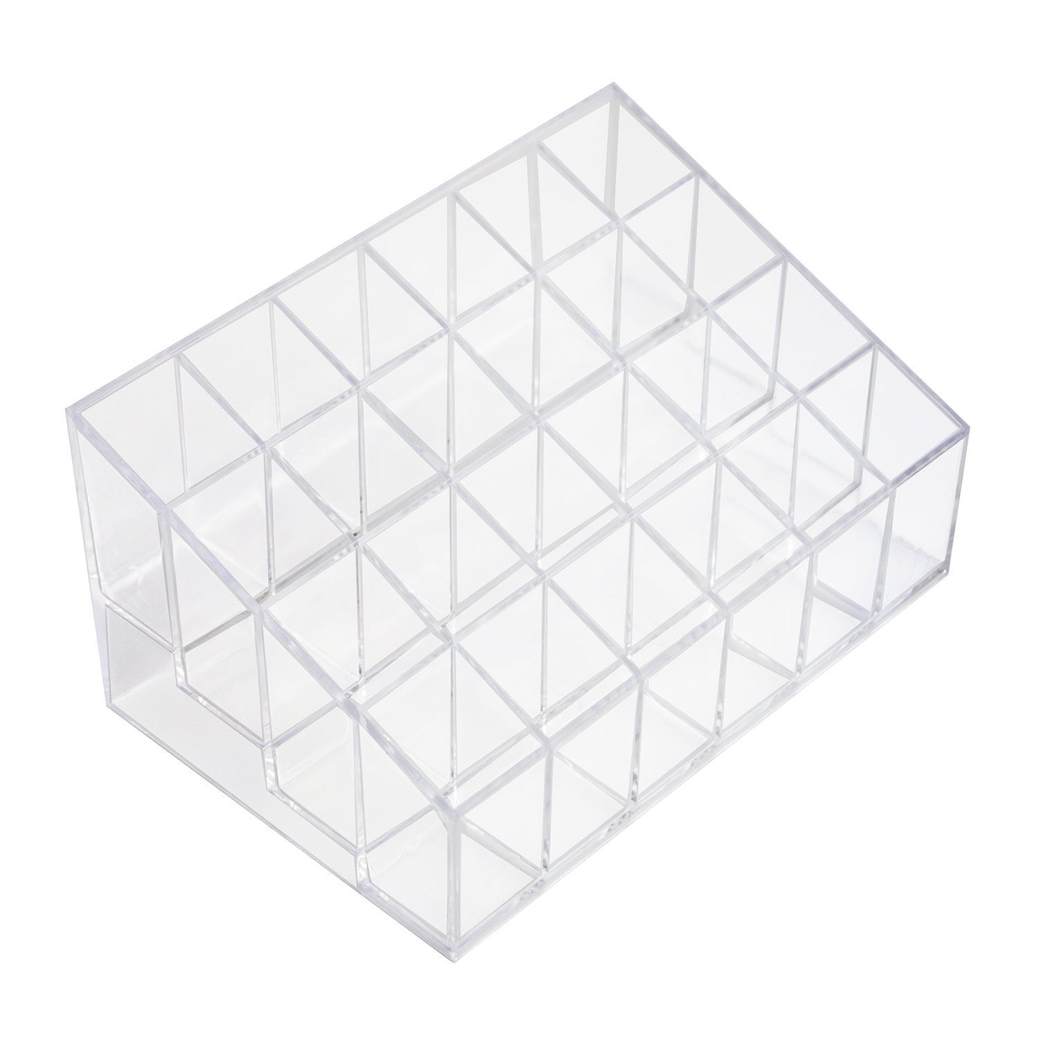 Super Z Outlet transparent organizer with lipstick compartments for tidy daily makeup.