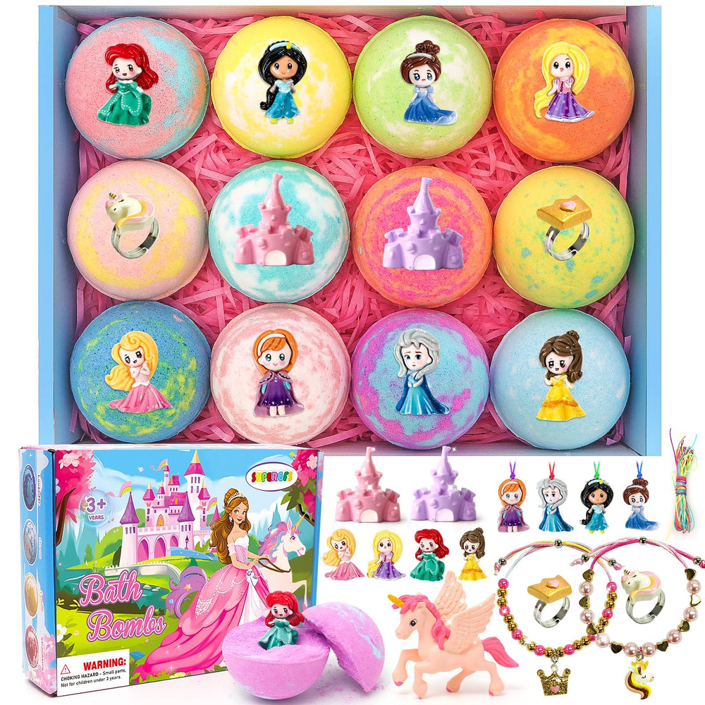 SUPERGFS princess surprise bath bombs reveal inside for imaginative bath time