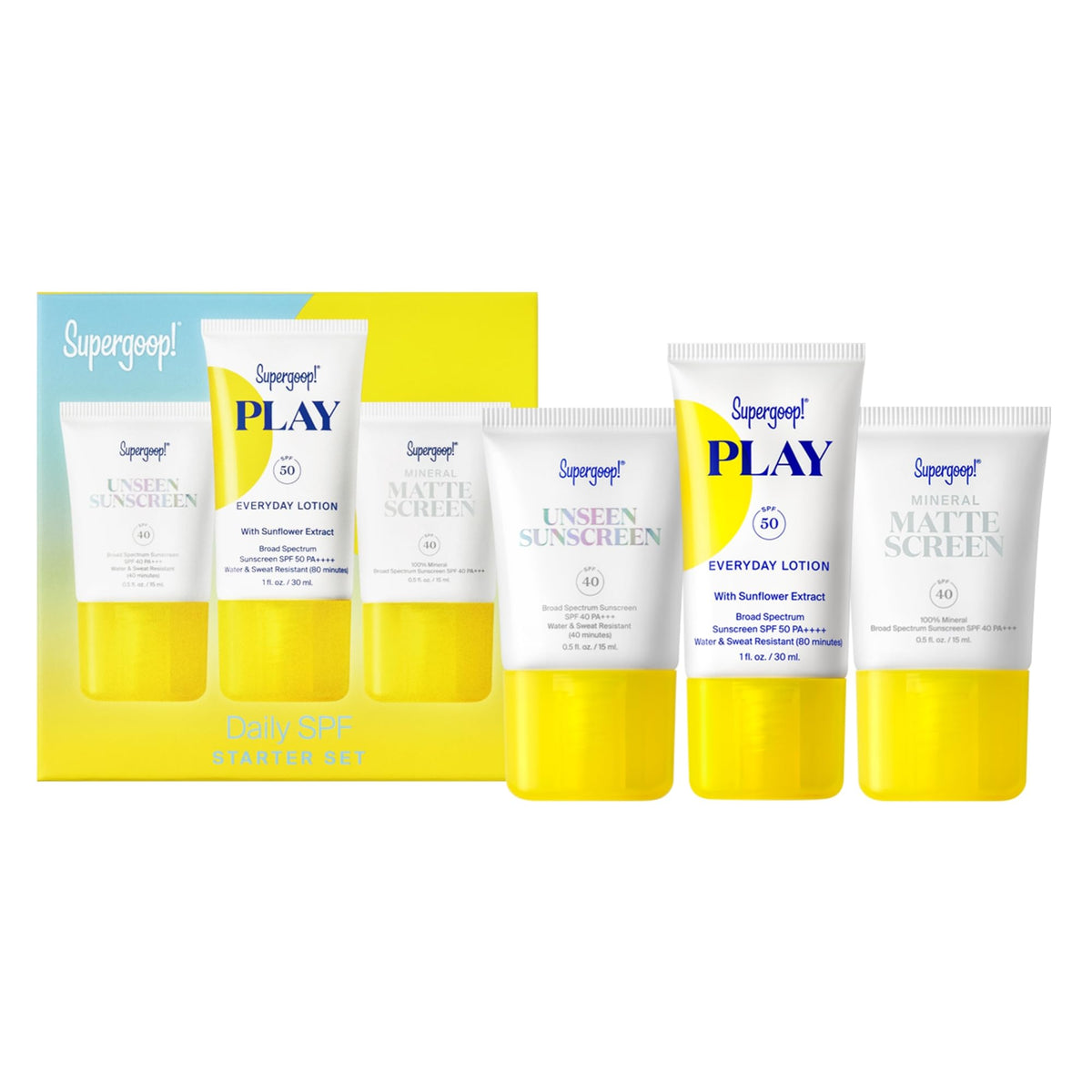 Supergoop Daily SPF Starter Pack cover—convenient sampler for different activities.
