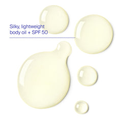 Supergoop! Glow Oil SPF label close-up highlights broad spectrum protection.