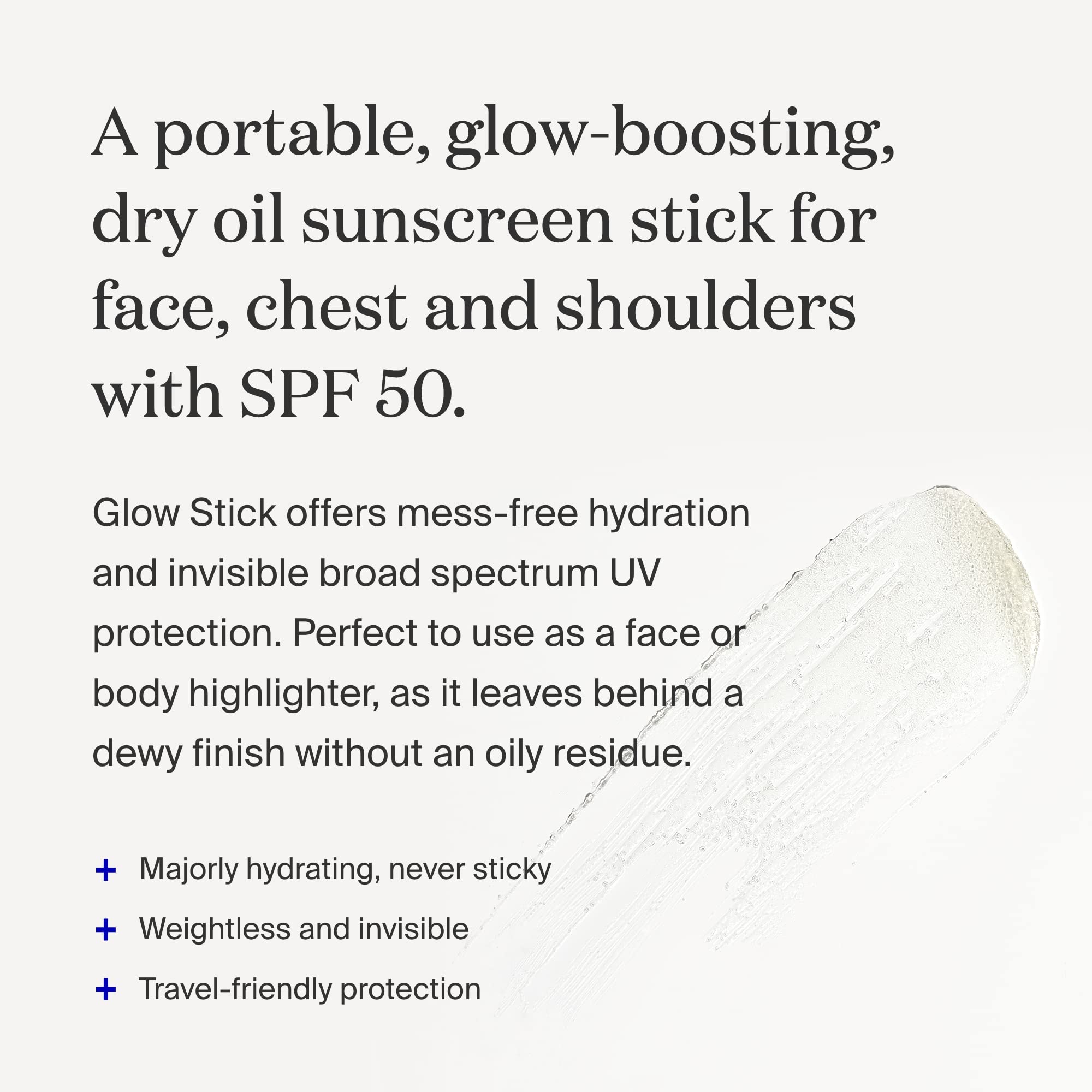 Supergoop Glow Stick applied on face for hydrating SPF boost