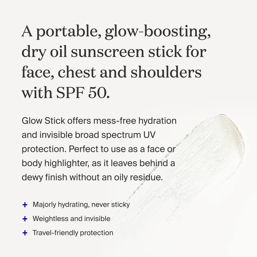 Supergoop Glow Stick applied on face for hydrating SPF boost