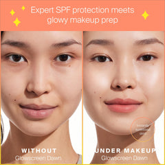 Glowscreen Dawn SPF 40 coverage highlighting outdoor protection and radiance.