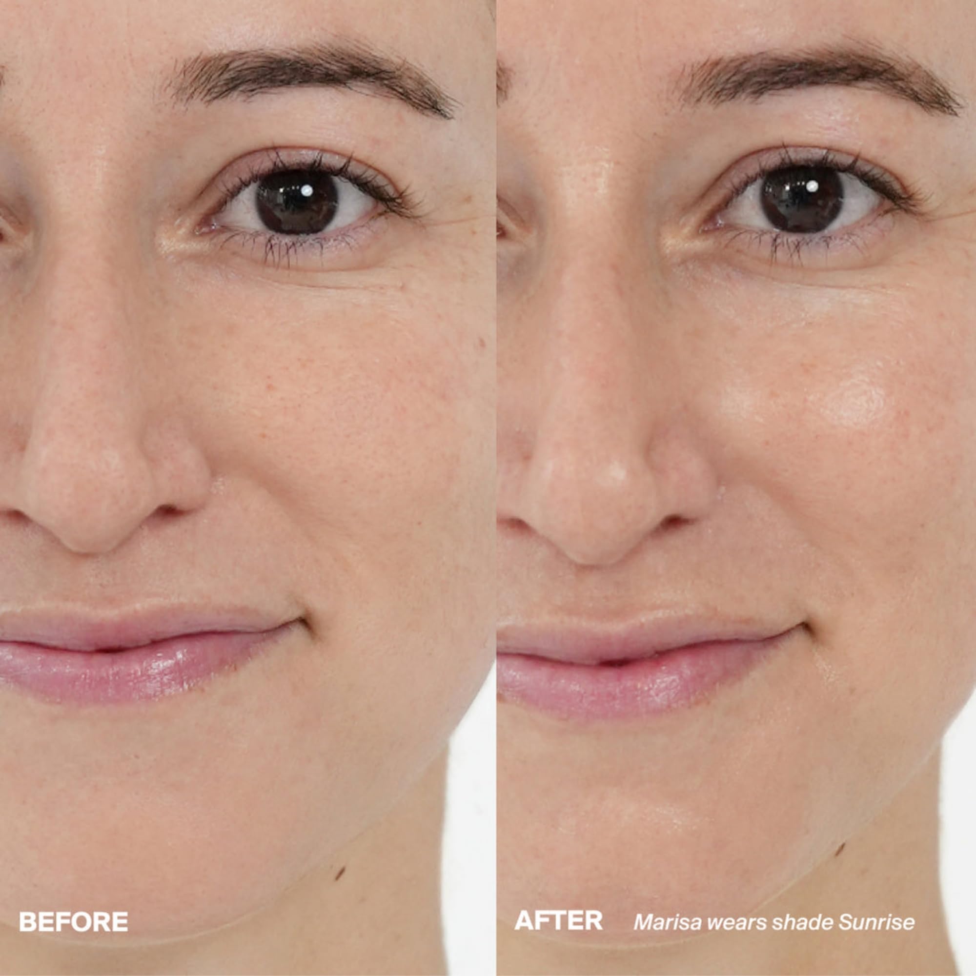 Supergoop Glowscreen Sunrise texture closeup blending into skin.