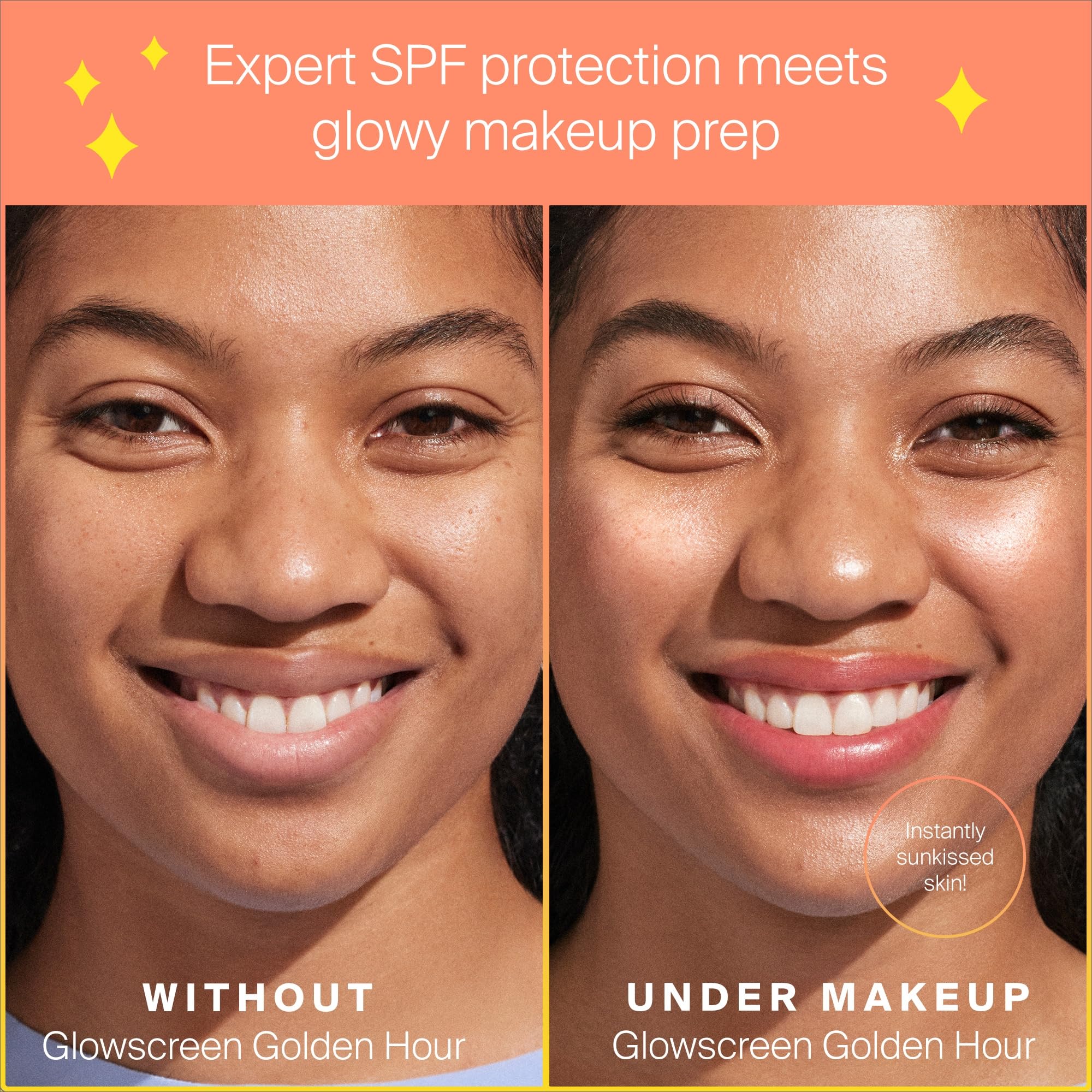 Close-up on dewy skin reveals pearlescent highlight without heaviness.