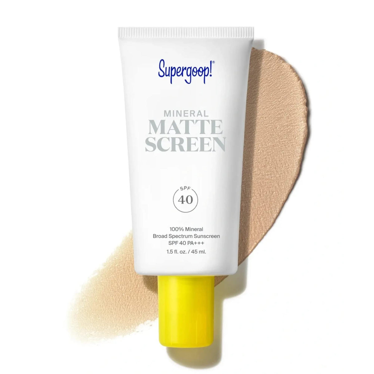 Supergoop! Mineral Mattescreen bottle pump for easy, mess-free daily sun protection.