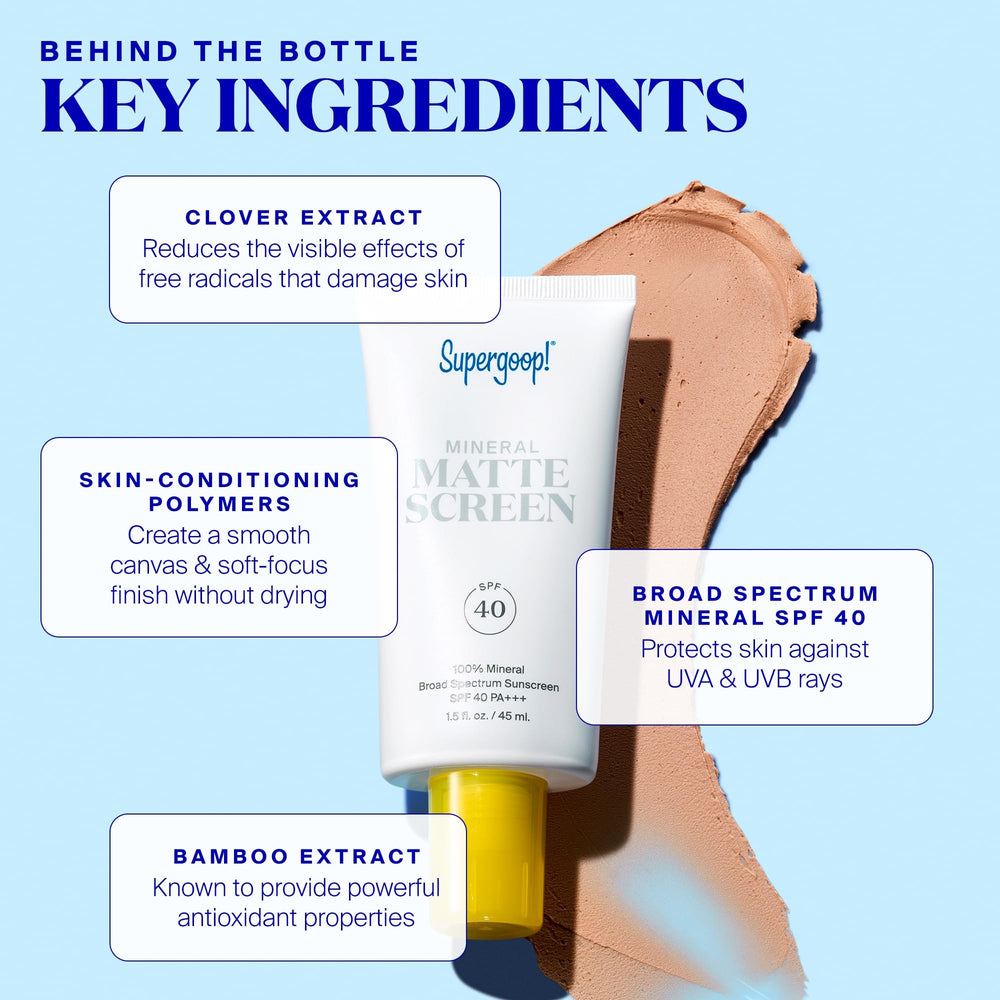 Supergoop! Mineral Mattescreen scene features butterfly ginger for blue light filtration.