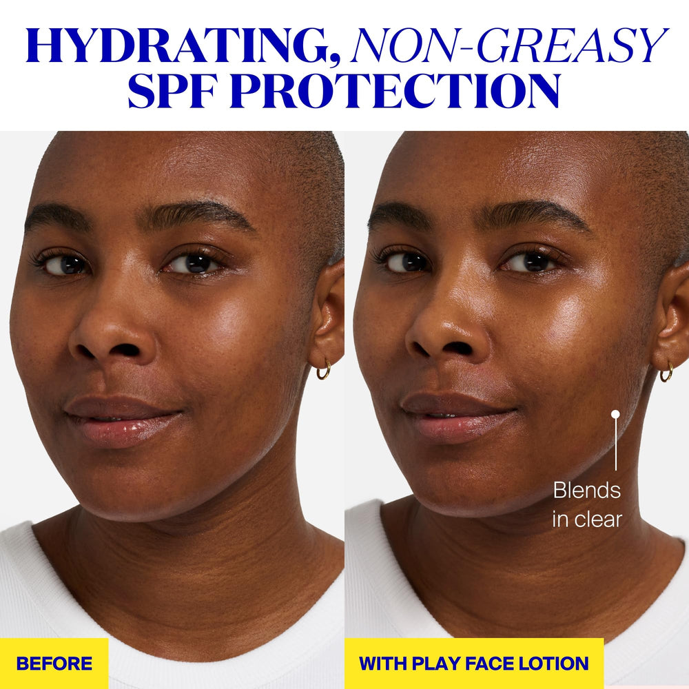 Aplicación suave en rostro y cuello con absorción rápida de Supergoop! PLAY SPF50.