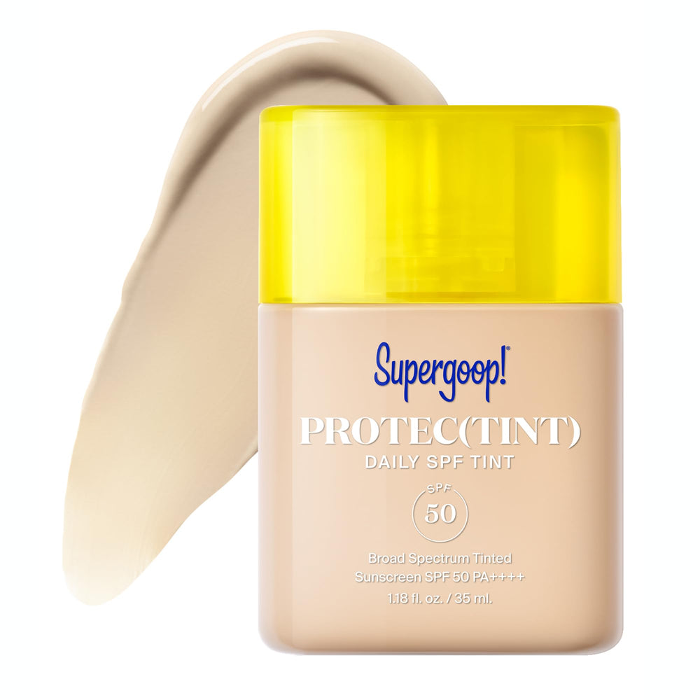 Supergoop Protec(tint) cap close-up showing sleek design for quick daily use
