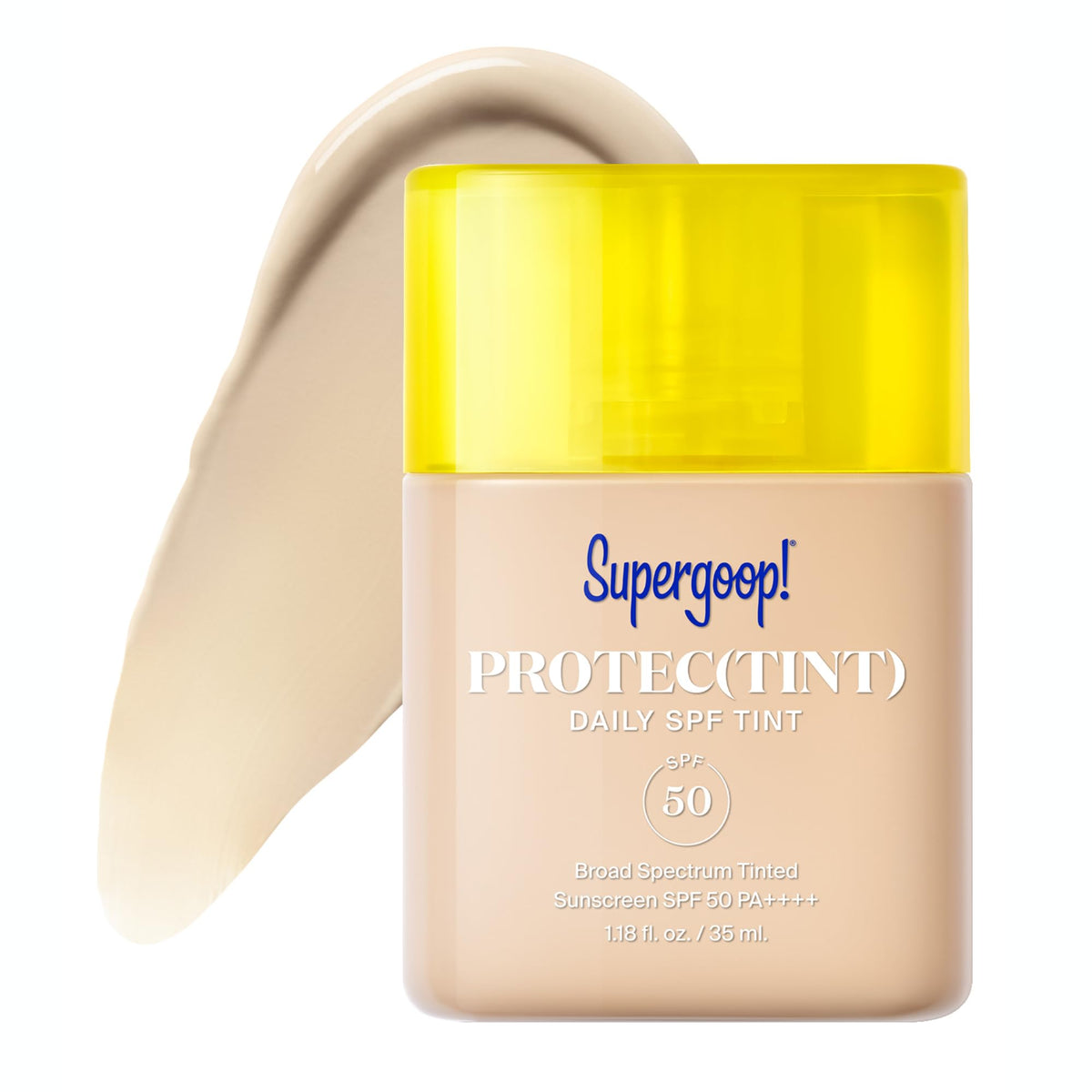 Supergoop Protec(tint) cap close-up showing sleek design for quick daily use