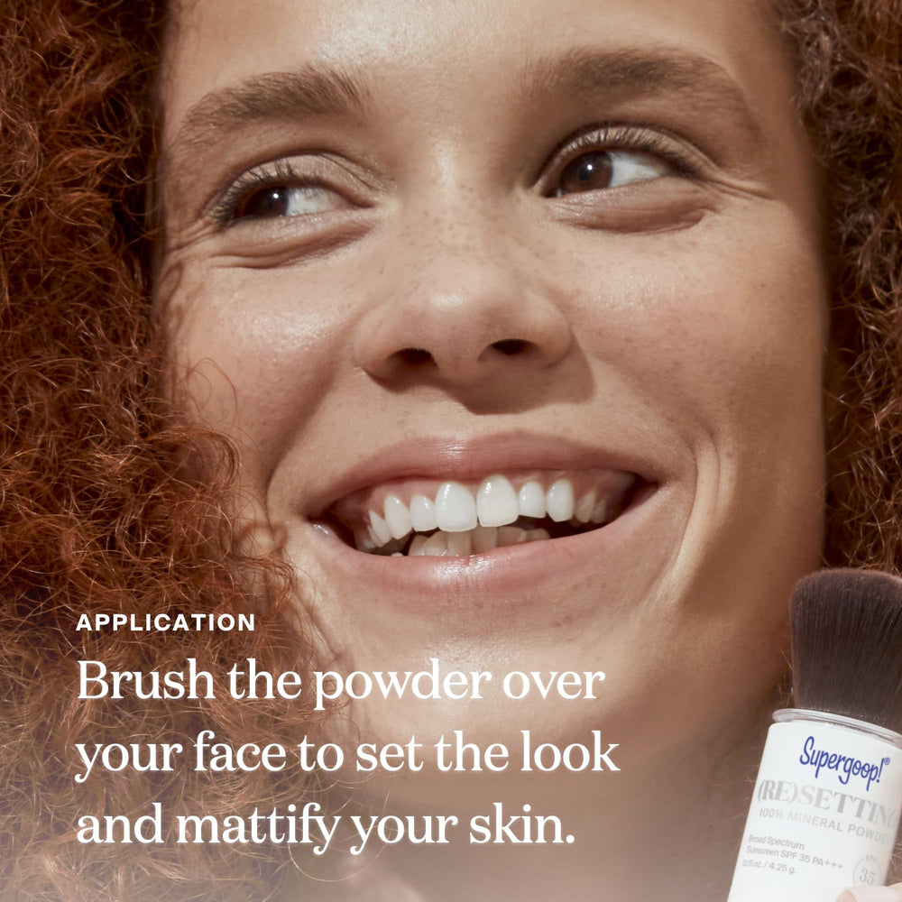 Supergoop! ReSetting Medium shade swatch demonstrates subtle color and soft-focus finish