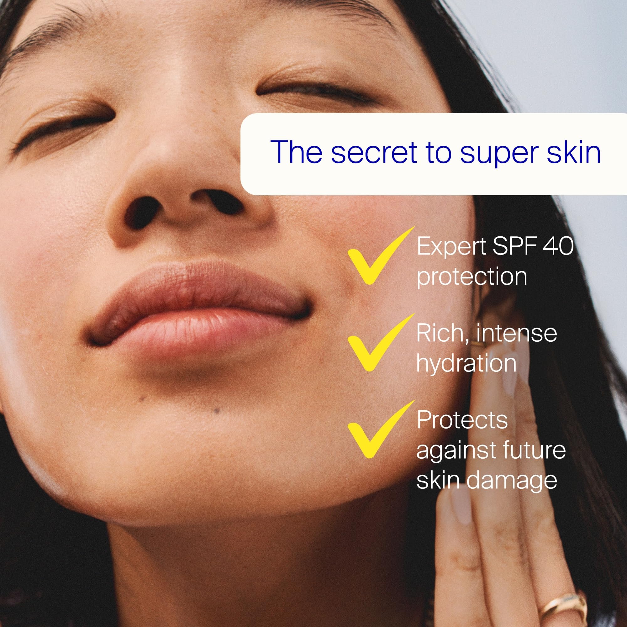 Close-up of Superscreen texture showing a light, refreshing cream.
