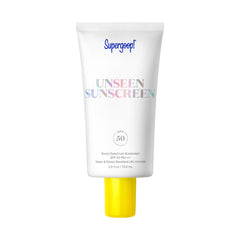 Supergoop! Unseen Sunscreen bottle shows a clear finish for all skin tones.