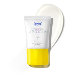 Supergoop! Unseen Sunscreen: frente del envase, protección solar sin color para todo tipo de piel.