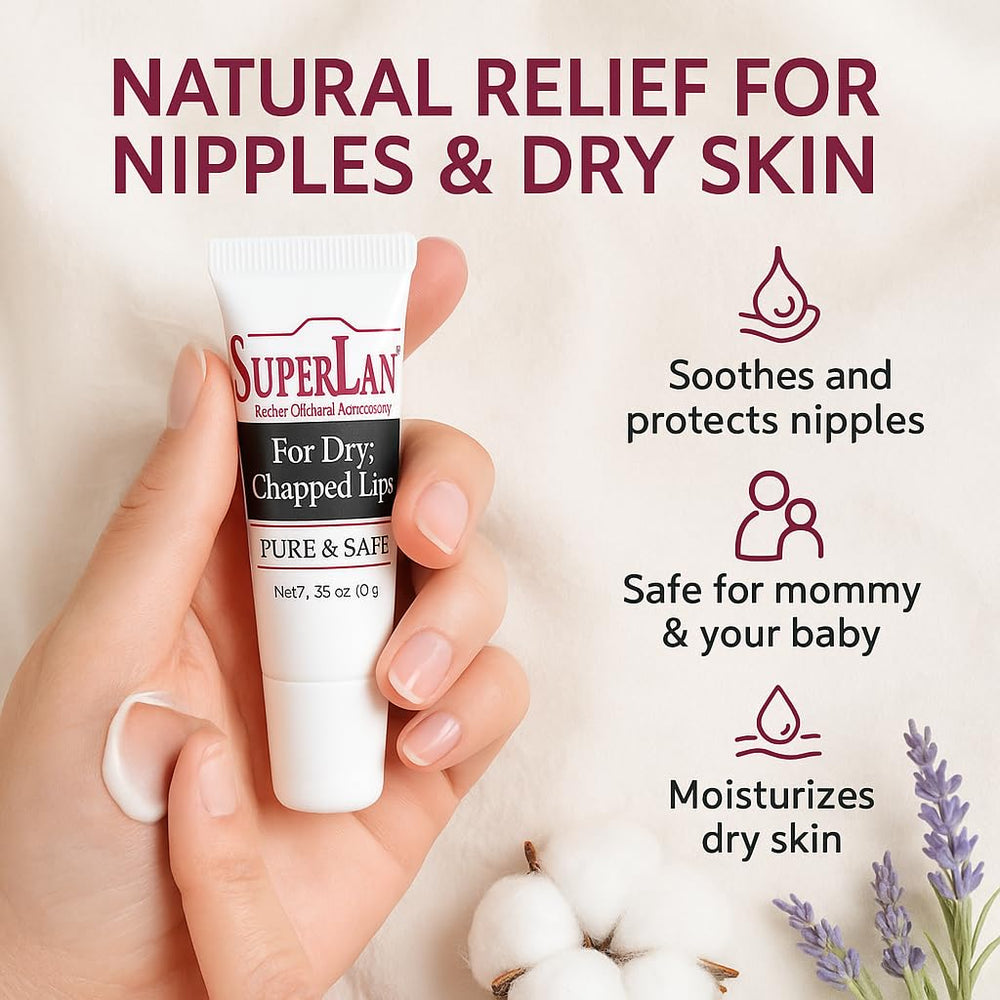 Crema para pezones con lanolina de Superlan, calma y protege durante la lactancia