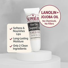 Hidratación profunda de labios agrietados con lanolina y jojoba de Superlan.