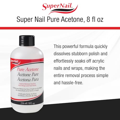 SuperNail acetona pura para uñas acrílicas, disuelve capas con facilidad