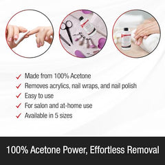 SuperNail acetona pura para envolturas de uñas, disuelve adhesivos con suavidad
