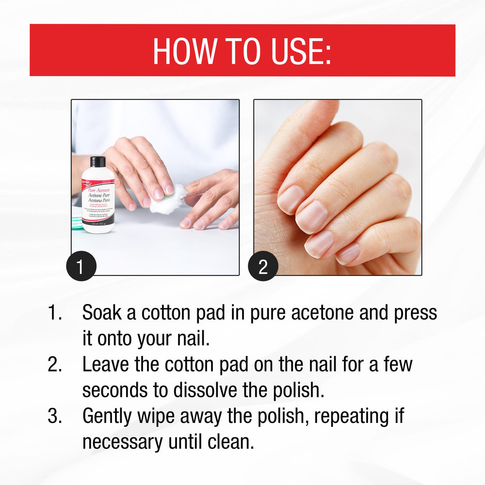 SuperNail acetona pura funciona en uñas acrílicas, gel y polvo de inmersion.