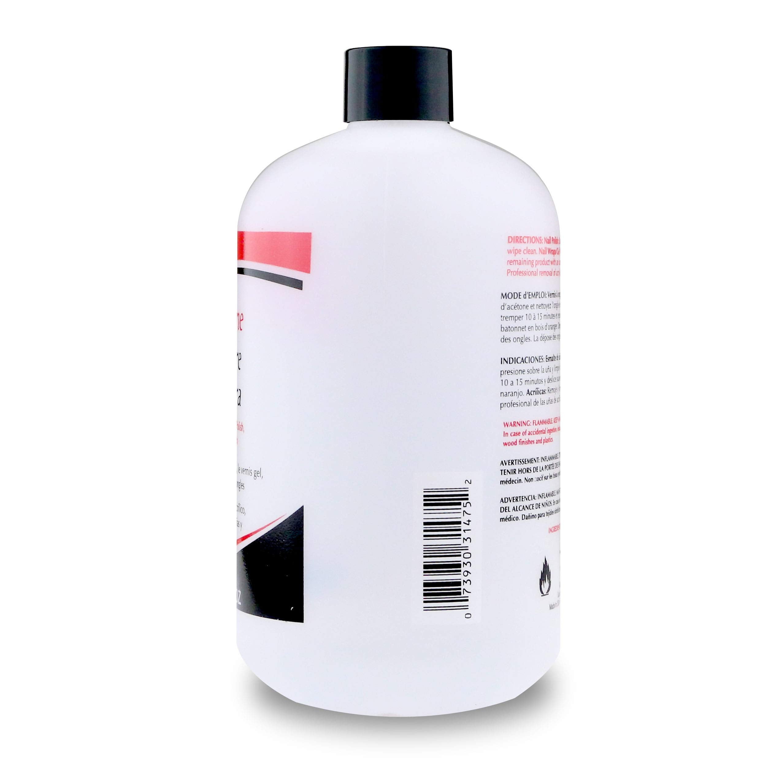 SuperNail remover acetona pura, uso profesional en salón, facilita retirada de gel y acrílico.