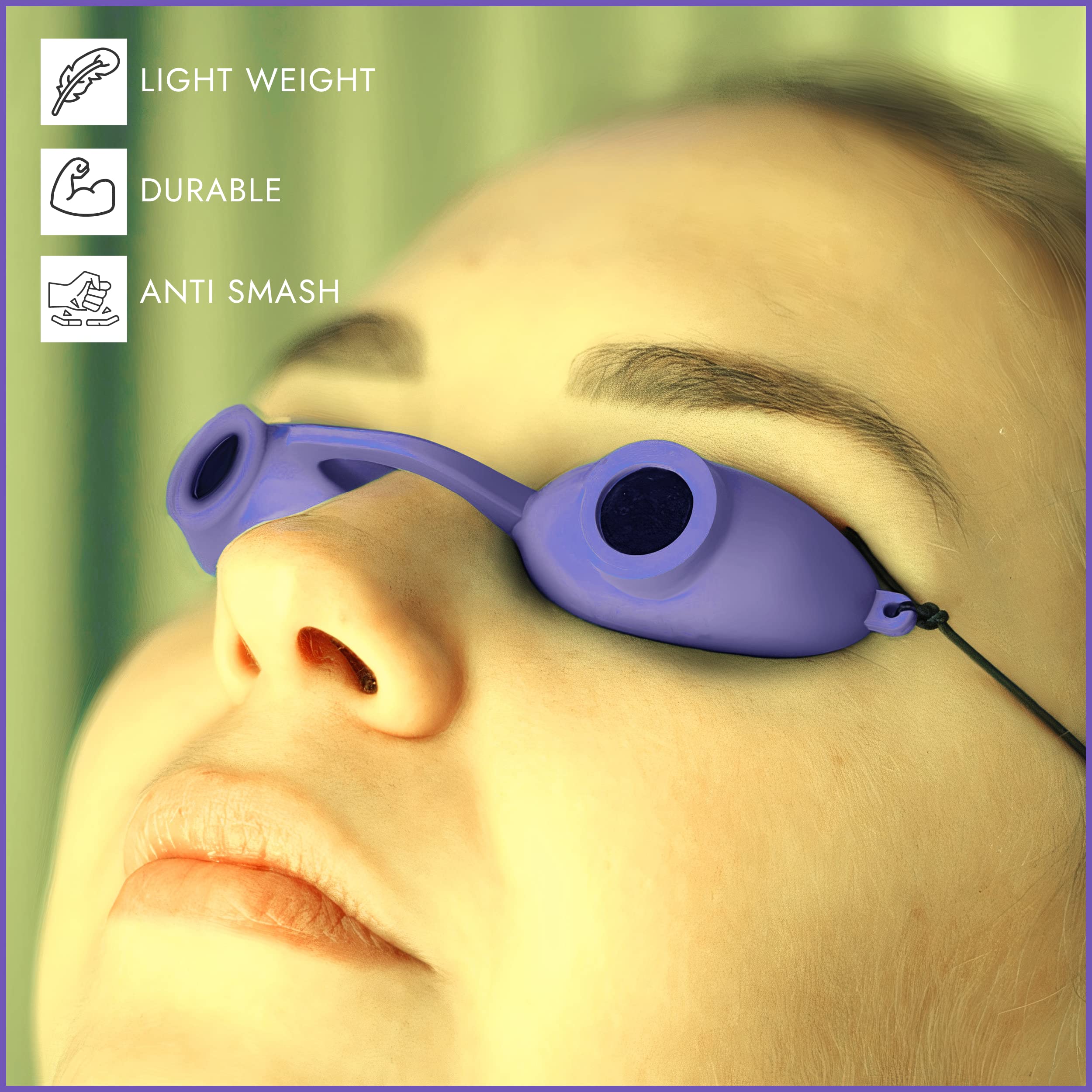 Super Sunnies Purple red light therapy glasses with comfortable fit.