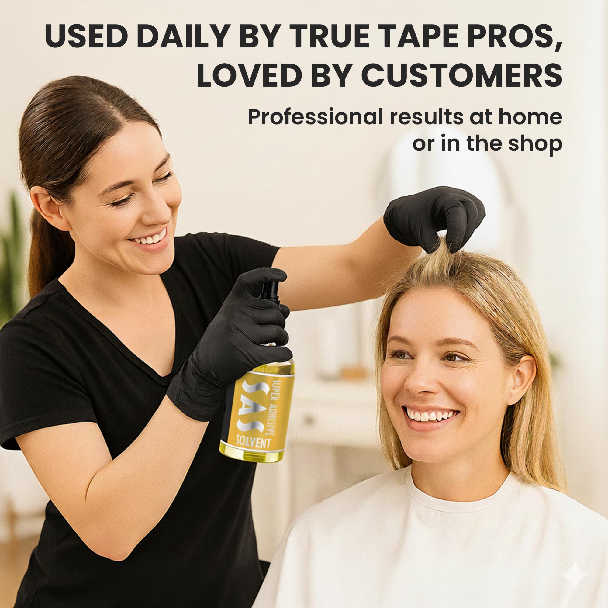 Applied on a wig base to loosen adhesives without damaging lace.