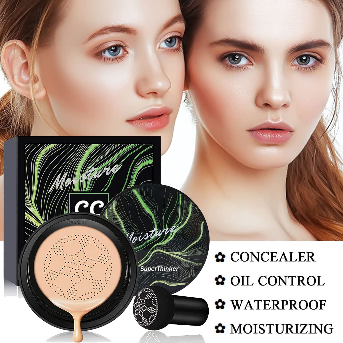 SuperThinker Crema CC en cojín: acabado natural y duradero para uso diario