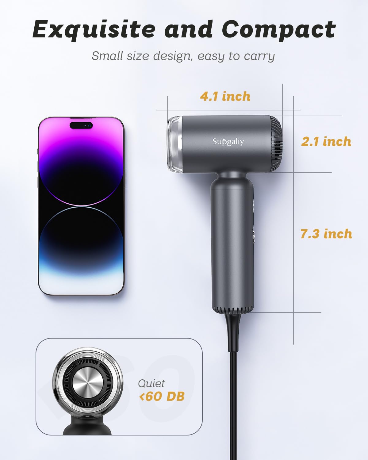 SUPGALIY ionic technology closeup demonstrates negative ions for smoother hair.