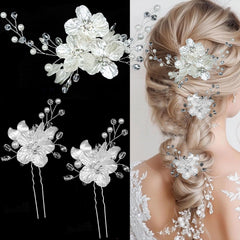 Supgoodom bridal flower hair clip with crystal accents for elegant wedding styling