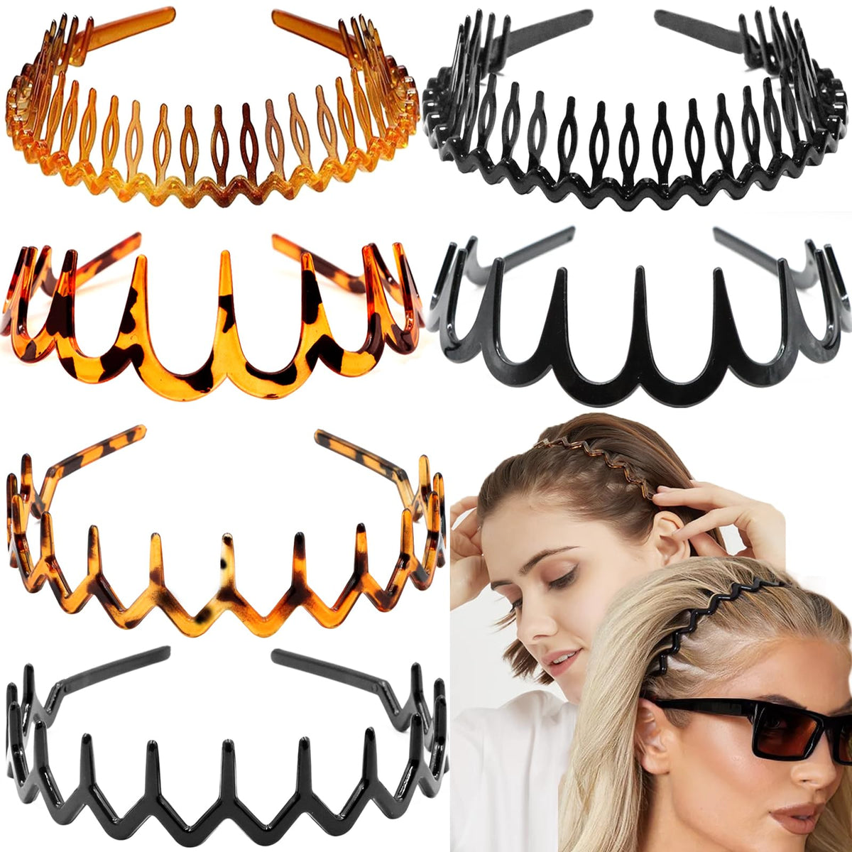 Supgoodom zigzag headbands set with six colors for everyday styling.