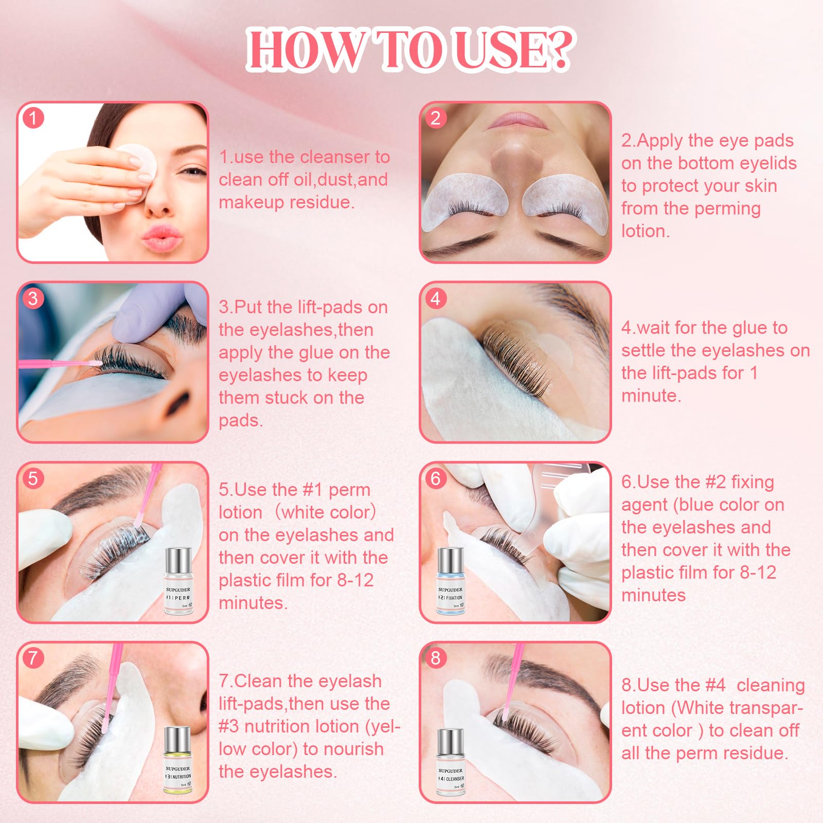SUPGUDER eyelash perming adhesive for precise application and reliable hold.