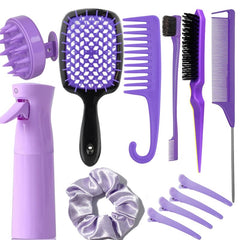 SUPHOUSE 12-piece hair brush set with spray bottle for easy styling and detangling