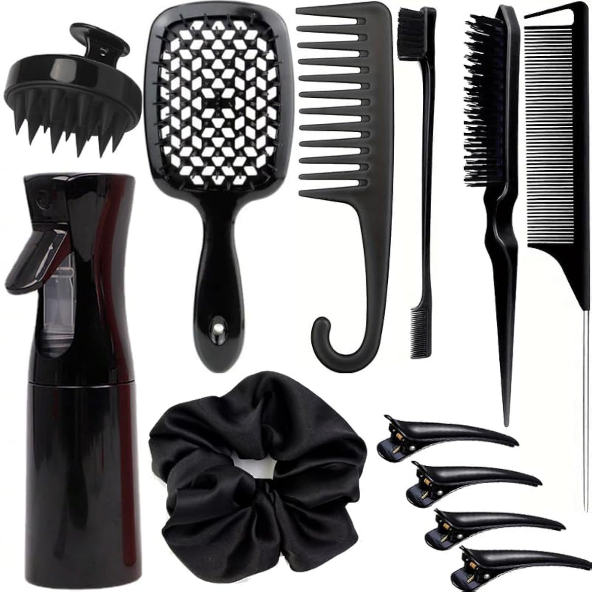 SUPHOUSE 12pc brush set with detangler for gentle styling on all hair types.