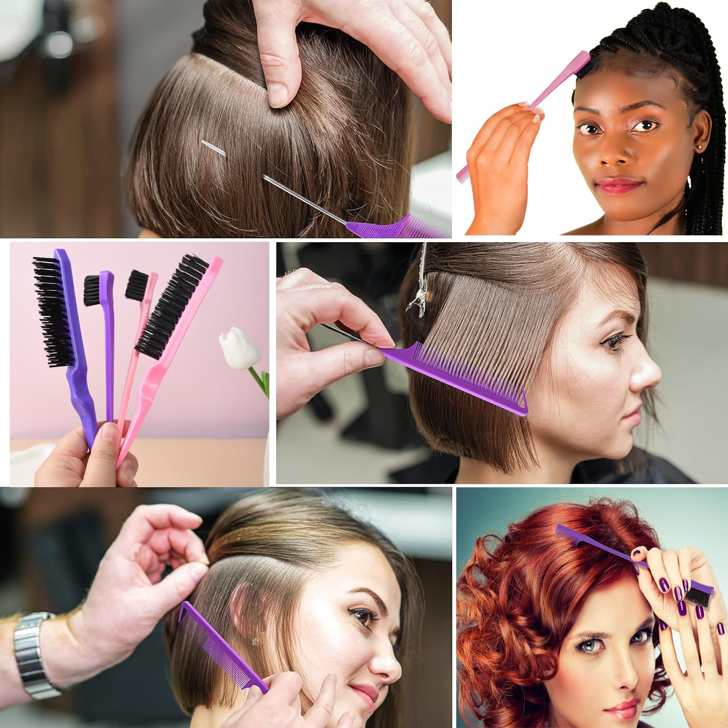 SUPHOUSE edge brush for sleek edges and baby hair tidying.