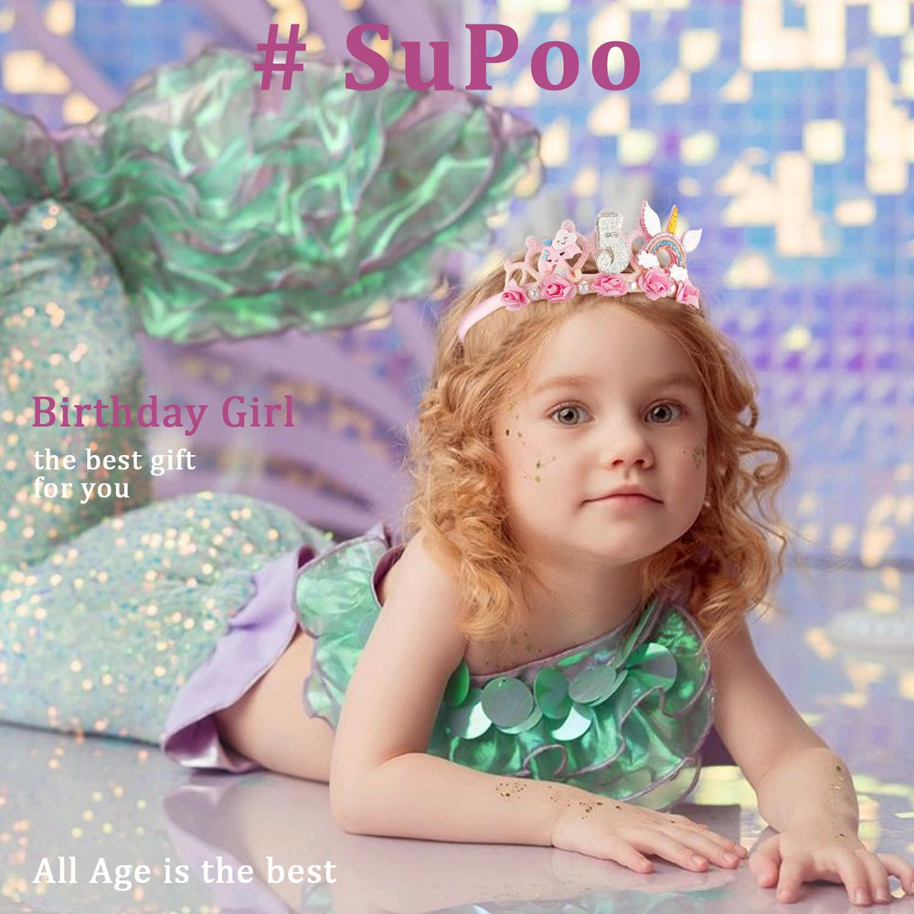 SuPoo handmade foam and glitter felt crown with floral accents.