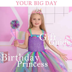 SuPoo pink flower pearl tiara adds charm to a birthday outfit.