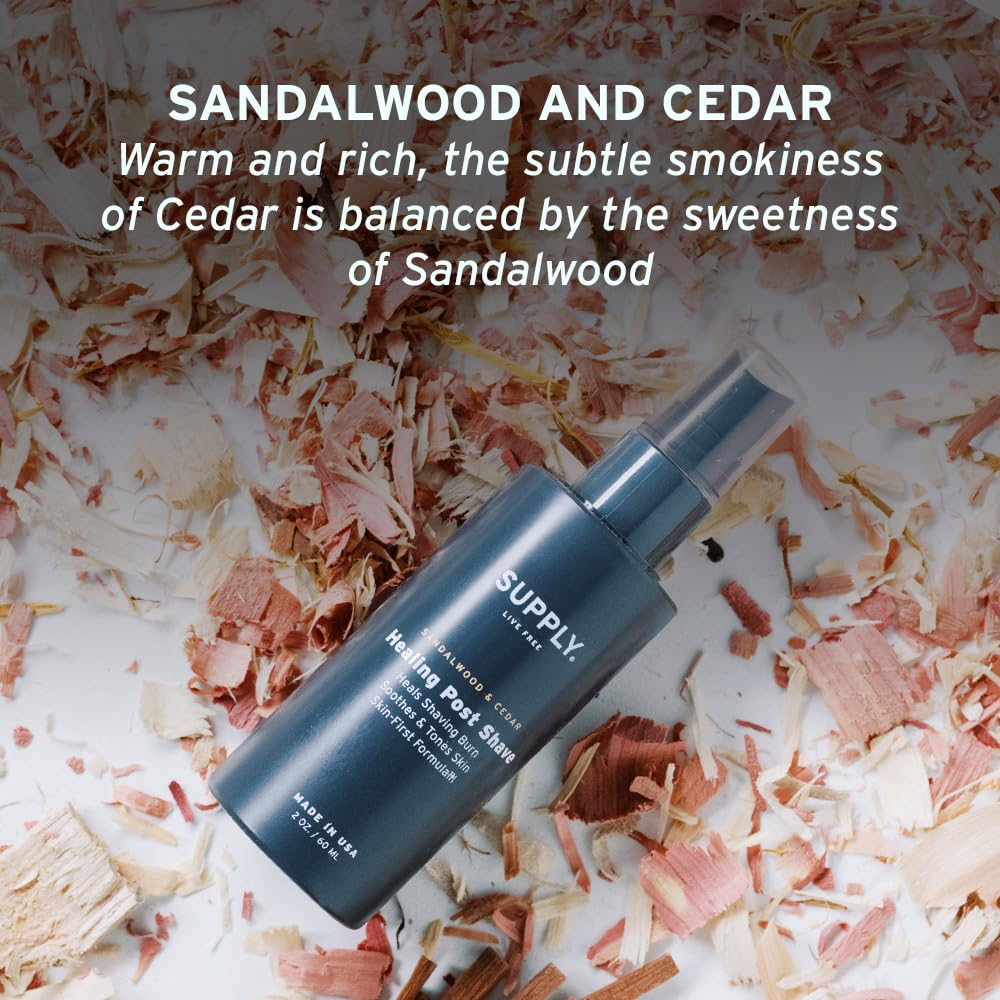 SUPPLY Healing Post Shave spray provides quick relief after shaving on the skin.