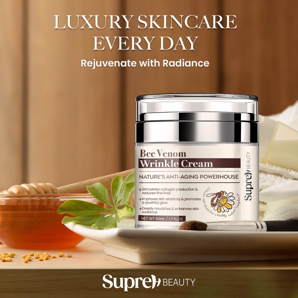 SupreH Bee Venom Cream night routine image suggesting overnight nourishment