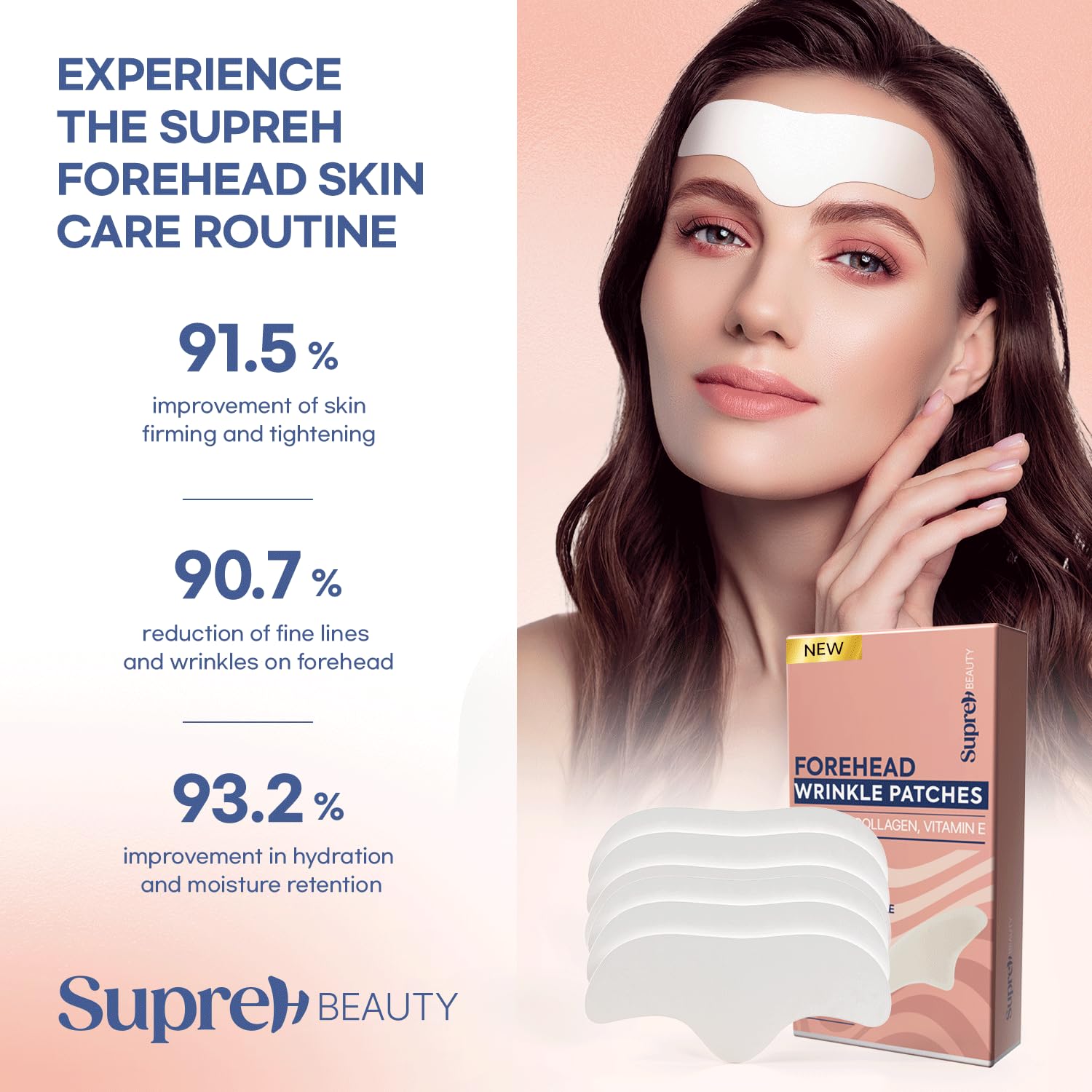 SupreH forehead wrinkle patches on forehead showing discreet night use
