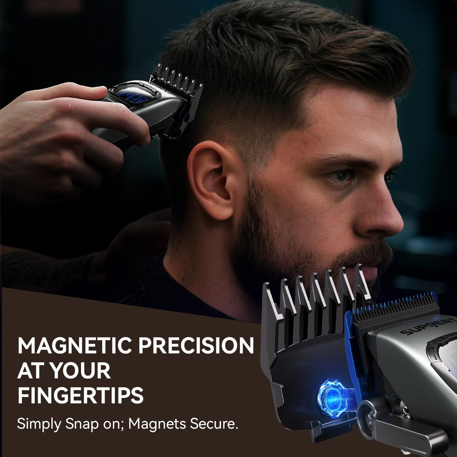 SUPRENT cordless system with Type-C charging for flexible grooming sessions.
