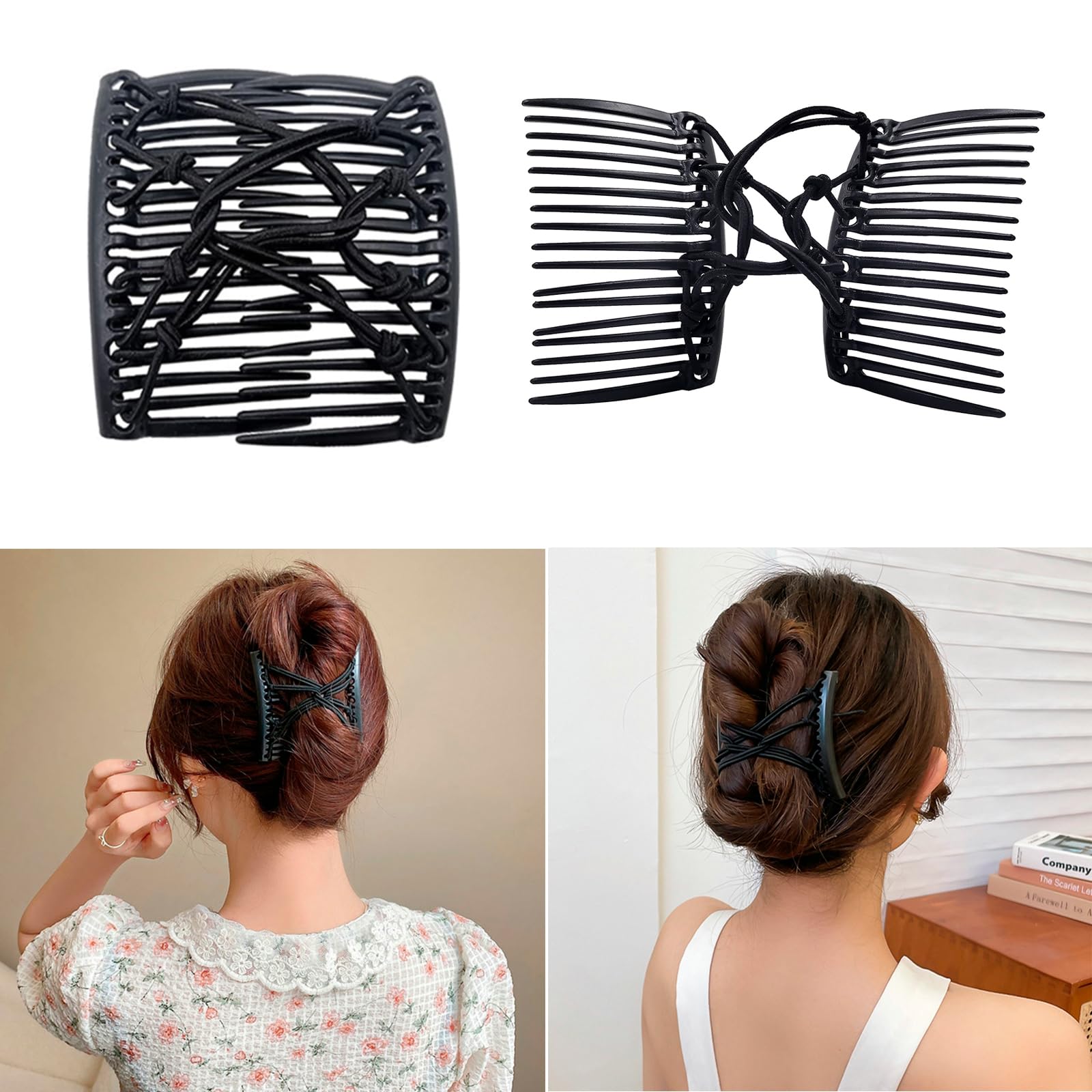 Suptizizkz adjustable elastic comb—secure fit for thick or curly hair.