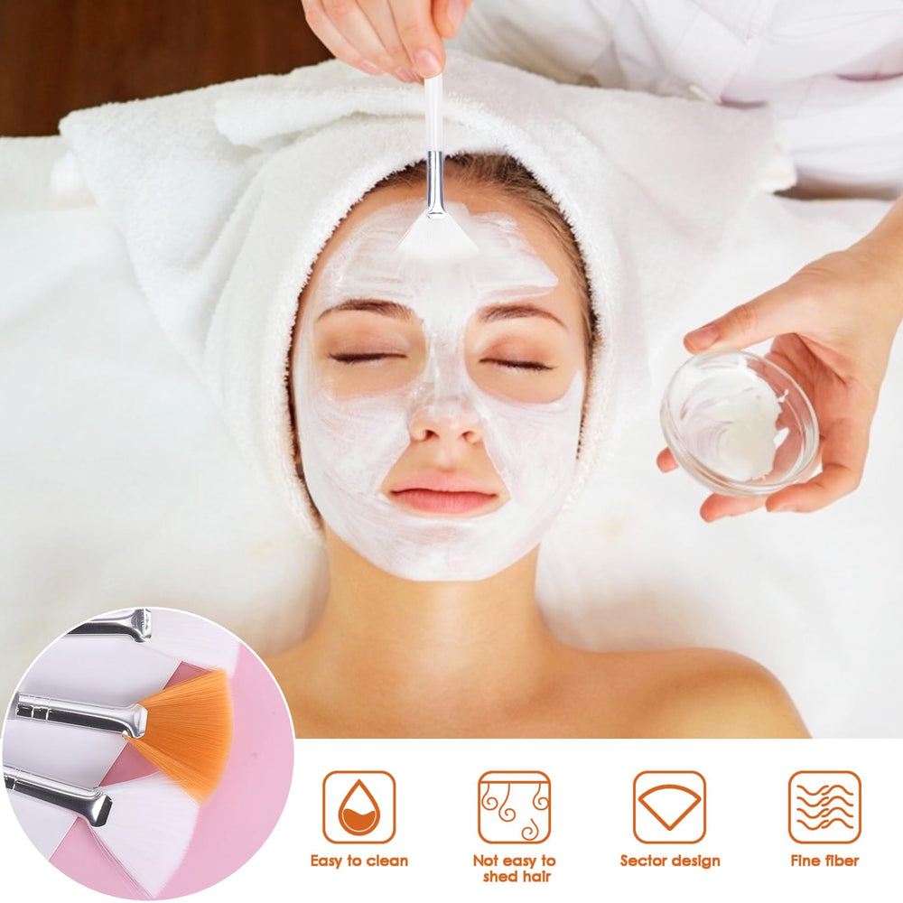 Suptizizkz fan brush soft synthetic bristles; gentle application of masks.