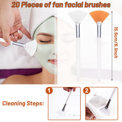 Suptizizkz fan brush yellow handle; easy to grip during skincare routines.