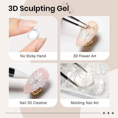 SUPWEE Gel 3D para uñas, escultura de piezas duras sin goteos