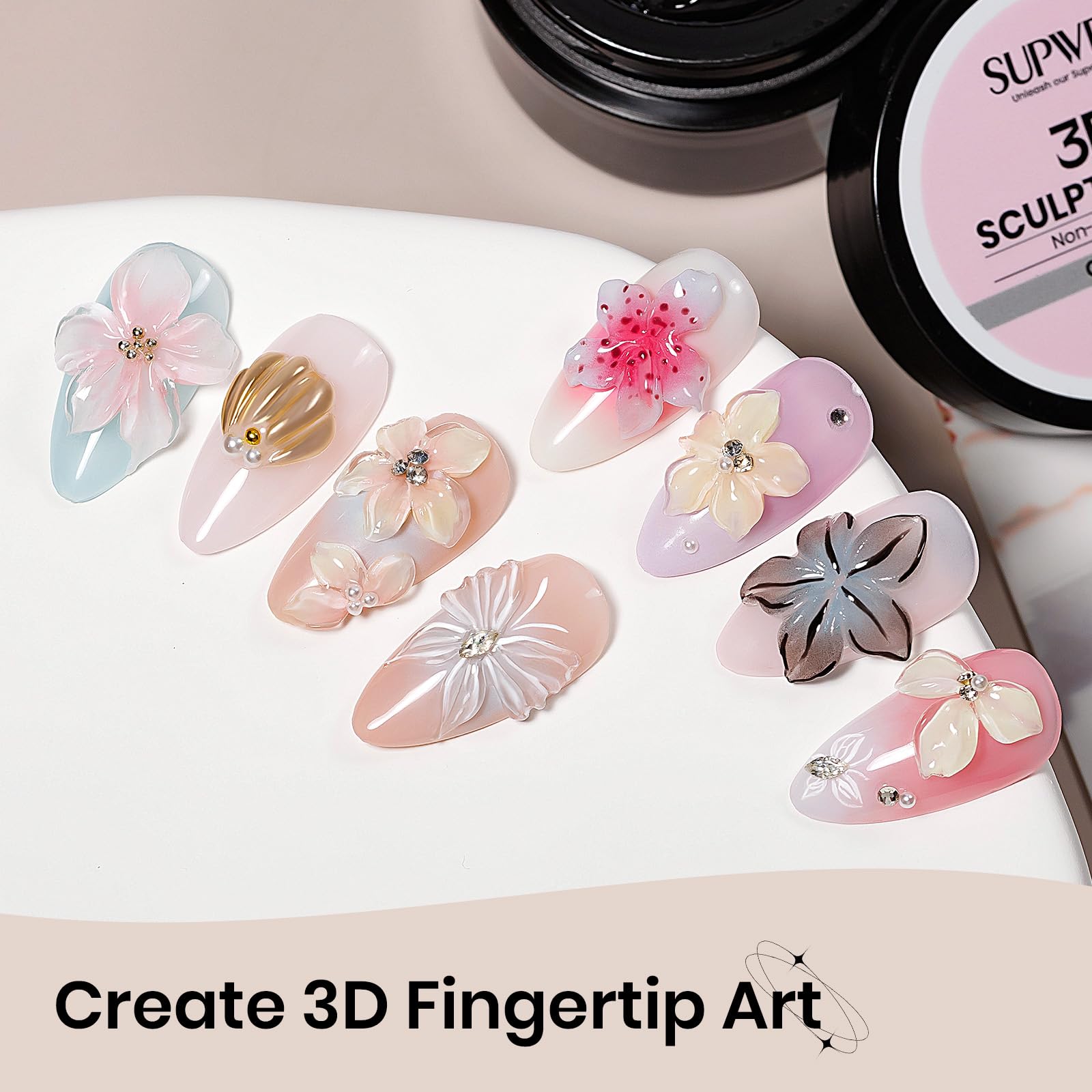 SUPWEE Gel 3D para uñas permite extensiones y modelado con acabado limpio