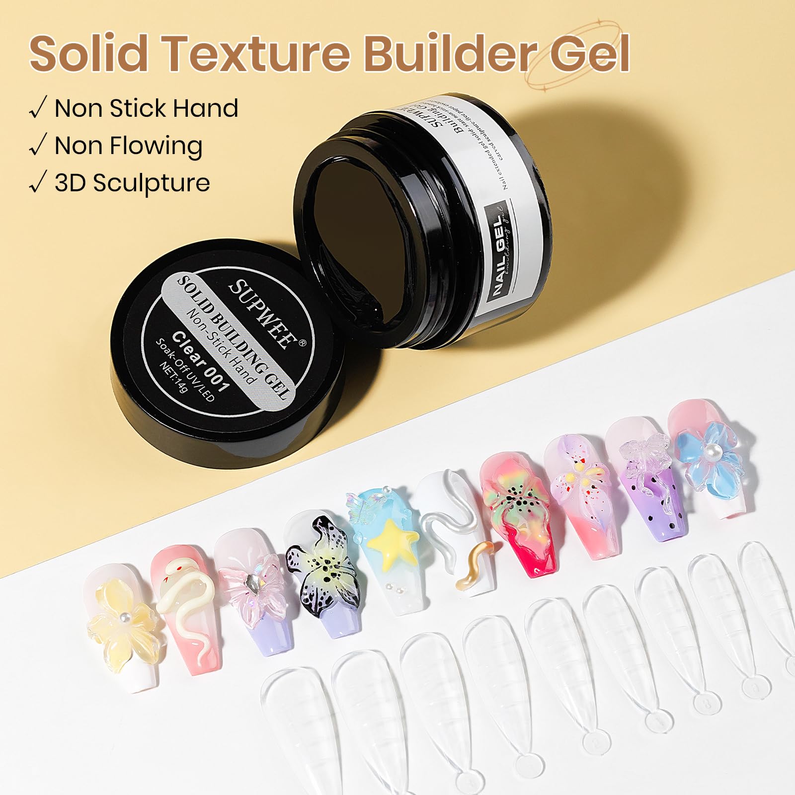 SUPWEE 36-piece nail extend mold kit for precise 3D patterns