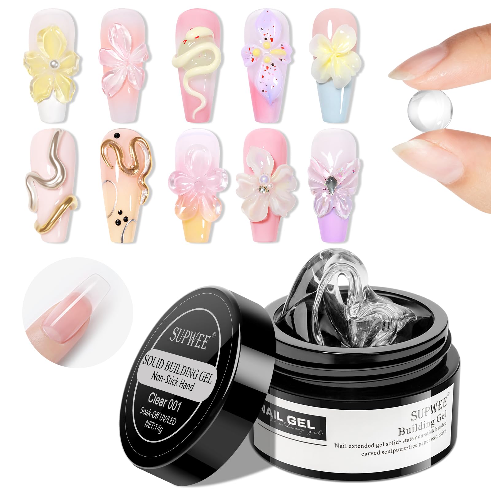 SUPWEE solid builder gel in clear for seamless extensions at home